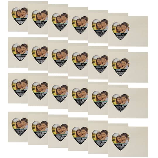 24 Pack: 8.5" x 6.5" Wood Frame with Heart Opening by Make Market®